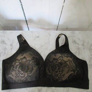 Cacique Bra 48D Black Lace Lightly Lined No Wire Plus Size Bralette